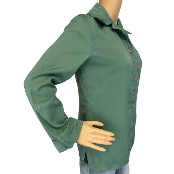 Vintage Addenda Shirt Green Button Front Long Sleeve Collared Pocket Size 10 - Picture 2 of 8